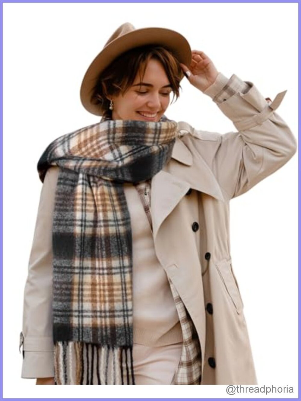 81 inch Tassel Blanket Scarf Women Plaid Wrap Lightweight